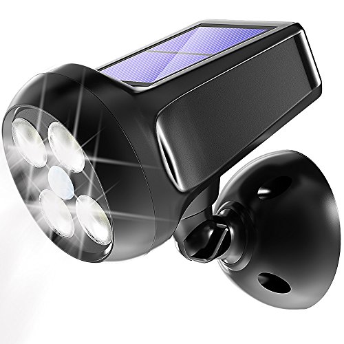 Solar Lights Outdoor, Pobon 360Â° Adjustable 300LM Bright Solar Powered Motion Sensor Security Light, Waterproof Spot Light Wall Lights for Garage Porch Patio Garden Pathway (Black)
