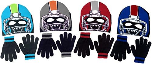 Polar WearBoy's Monster Football Player Knit Beanie with Eye Holes & Gloves Set