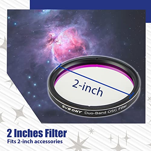Svbony SV220 Astro Dual Narrowband Filter, 2 Inch 7nm H-Alpha OIII Filter, Against Light Pollution, Suitable for CMOS Colour Cameras, Telescopic Accessories for Astrophotography of Emission Nebulae