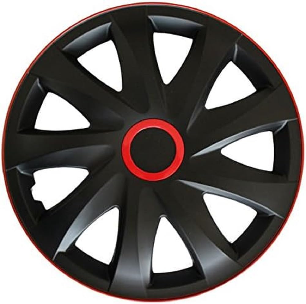 NRM Kando KO256 Wheel Trims-Black/Red, 16–inch, Set of 4