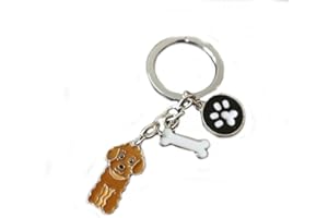 Harikaji Dog Keychain Ring, Cool Cute Pet Dog Keyring Bag Charm Mini Metal Key Ring Keyfob