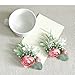 Yokoke Artificial Succulent Boutonniere Bouquet Corsage Wristlet Vintage Silk Fake Pink Flowers Flocked Plants for Groom Bride Wedding Decor 2 Pcs (Wristlet)