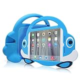 [Cartoon Car Style]Ipad Mini Case,TopEs Kids Fun Mini Cartoon Shockproof Silicone Protective Case Cover+(Tempered Glass Screen Protector) for iPad Mini, Mini 2, Mini 3 and Retina Models (Blue)