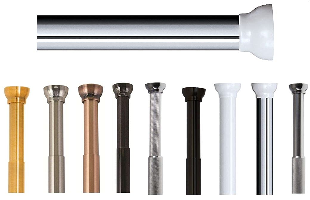 Spirella Telescopic Shower Curtain Rail Crete Telescopic Rod Scratch-Resistant Adjustable Range 75-125 cm Diameter 21 mm Aluminium White/Silver — image 1