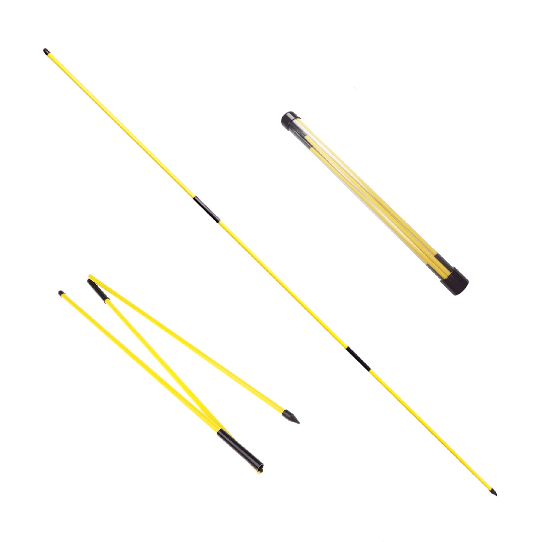 Eshan Golf Alignment Sticks 2 Pack Swing Training Aid Equipment Collapsible Trainer Practice Rods Posture Corrector in Handy Storage Tube Case for Men Women Golfer Swinging (Yellow)