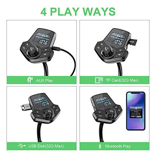 AUTOLOVER Bluetooth FM Transmitter, HY91 Wireless in-Car Bluetooth Car FM Transmitter 1.44 inch Display Supports USB Flash Drive, TF Card, and Daul USB Quick Charger for All Smartphones Audio Players - Thumbnail 3