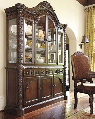 Signature Design By Ashley - North Shore Dining Room China Hutch - Component Piece - Hutch Only - Traditional Style - Dark Brown