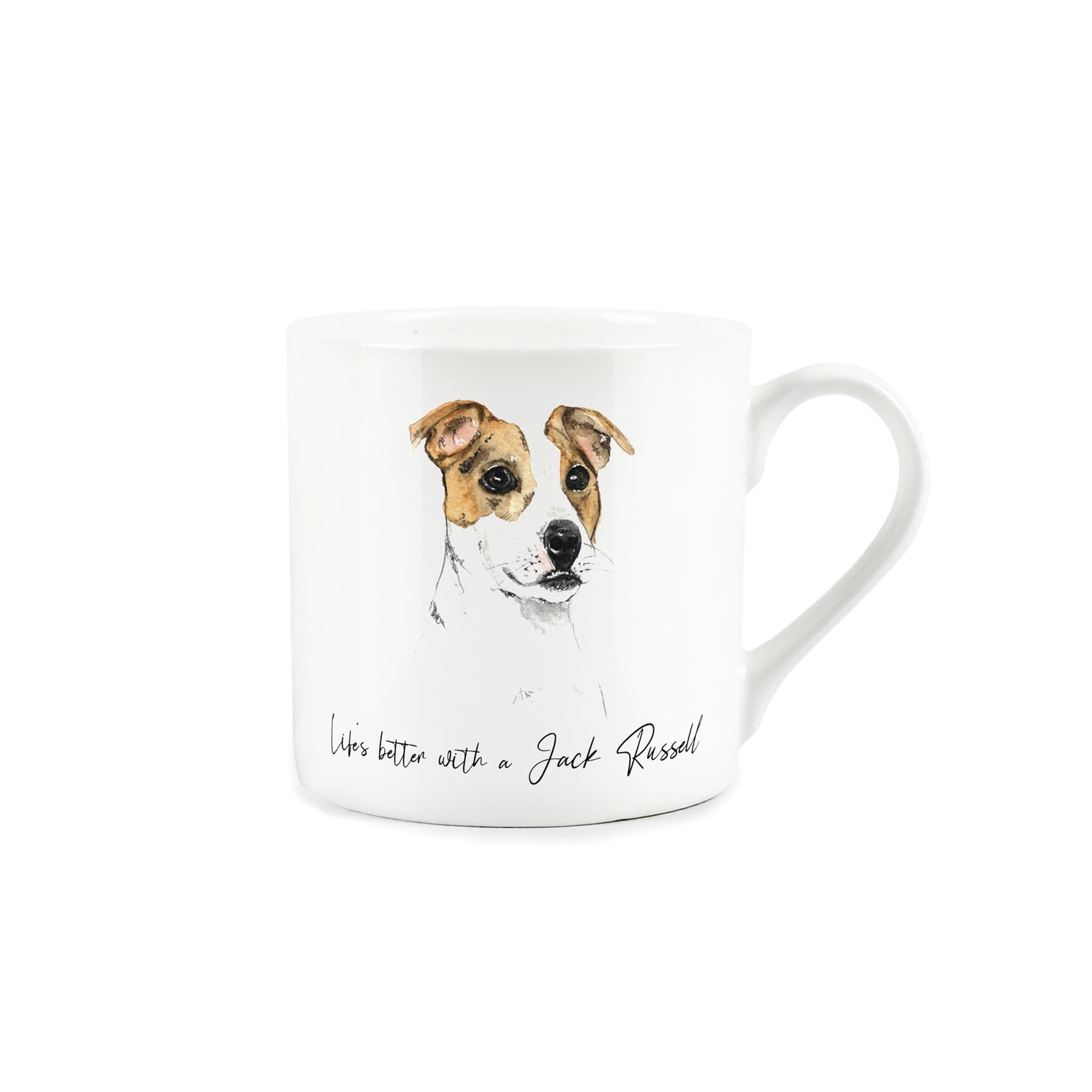 Jack Russell Gift Mug - White Dog Bone China Coffee/Tea Present by Rhiannon Chauncey