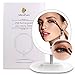 MiroPure Lighted Makeup Mirror, Oval-Shaped Vanity Mirror with 5x Magnifying Spot Travel Mirror Detachable, 16 LED Lights Adjustable Brightness, Built-in 1000mah Lithium Battery USB Rechargeable