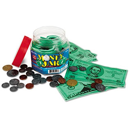 Learning Resources Money Jar, Play Money, Play Money for Kids, Counting, Bills and Coins, Homeschool, Math, Pretend Money, Ages 3+
