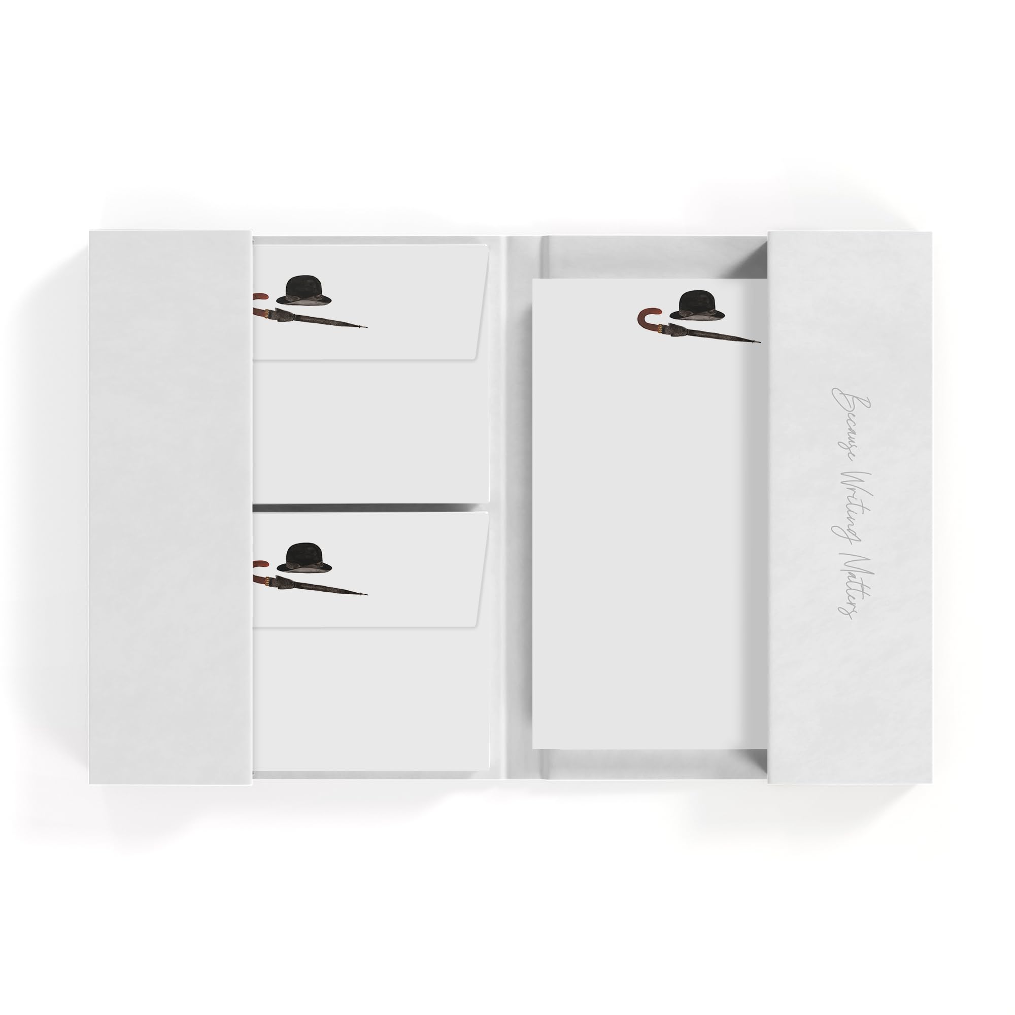 Me Loovely Bowler Hat and Brolly Set of Stationery Letter Paper with Envelopes Writing Supplies (20 Letters & 20 Envelopes with Folder)