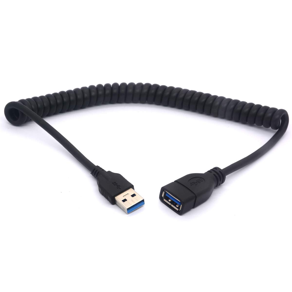 OpenII Spiral Coil USB Cable USB 3.0 Male to Female Extension Cord 1.5 m/3.3 Feet