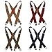 Bundle Monster 4pc Solid Colored Design X-Back Adjustable Clip Unisex Suspender