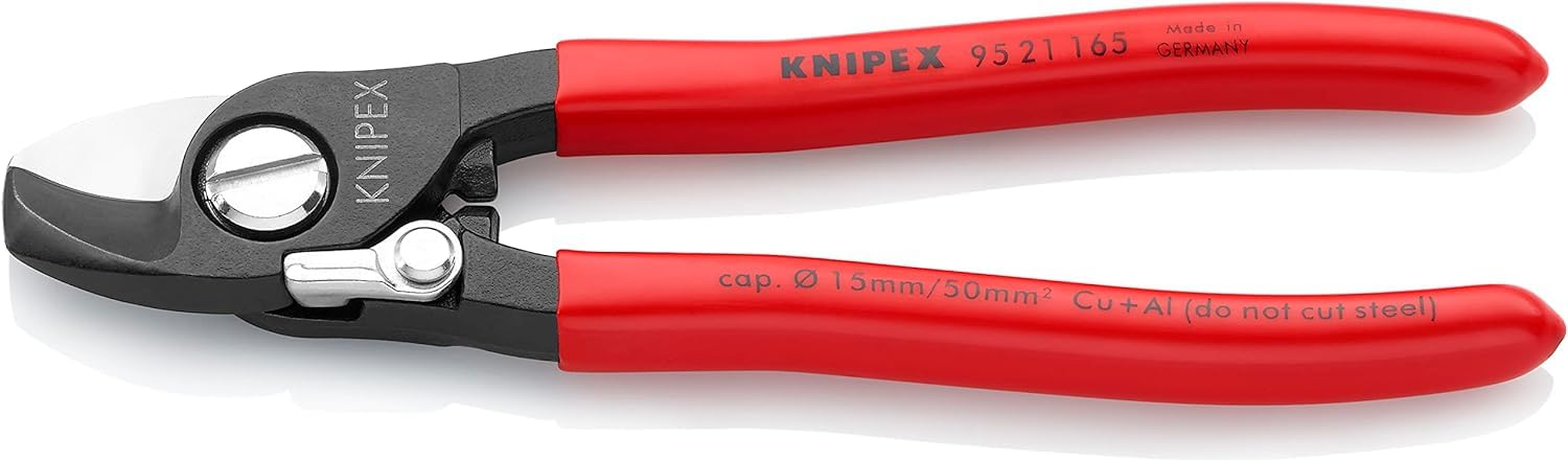 KNIPEX Cable Shears with Opening Spring with Plastic Coating 165 mm, 95 21 165