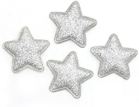 10pcs 34mm Star-shaped Glitter Felt Cloth Non-woven Fabric Scrapbooking Materials (Silver)