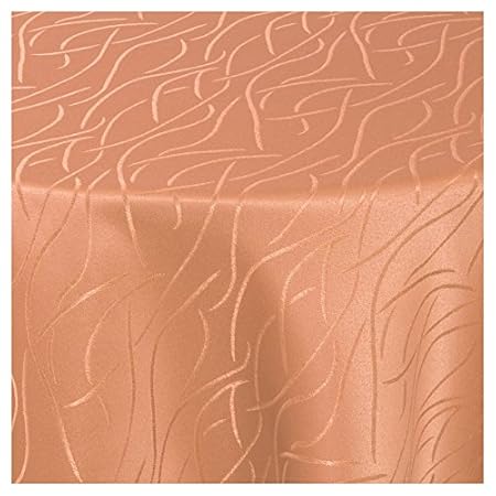 MODERNO Streifen Tischdecke oval 160x280 cm im Damast Stil Farbe Apricot