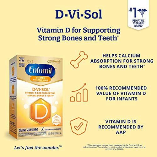 enfamil d-vi-sol gotas de suplemento de vitamina d para bebés frasco cuentagotas de 50 ml 