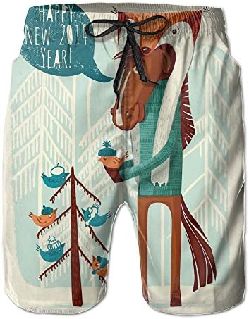 YUnMM Horse And Bird Mens Slim Fit Beach Shorts Swim Trunks