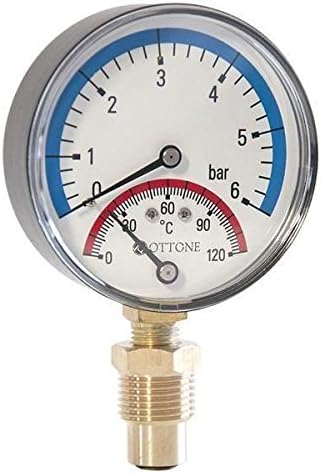 80mm 6bar 120C Thermo Pressure Gauge 1/2" inch Side Entry Thermomanometer