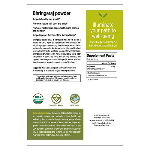 Banyan Botanicals Bhringaraj Powder - Certified Organic, 1/2 Pound - Eclipta alba - The quintessenti - //medicalbooks.filipinodoctors.org