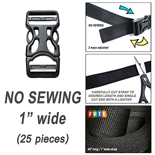 1" Plastic Buckles2 Ways Flat Side Quick Release for DIY Projects