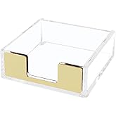 NatSumeBasics Gold Sticky Note Holder Memo Note Pad Holder Dispenser | Fit 3"x3" Post Note, Clear Acrylic Yellow Desk Organizer for Home Office Aesthetic Decor Supplies Accessories