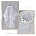 Valdler 2-Tier First Communion Veil with Attached Flower Headband for Girls White