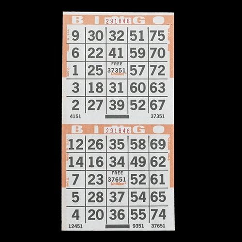 2 on Vertical Blue Bingo Paper Cards - 750 sheets - 1500 cards