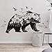 DNVEN DIY 48 inches x 27 inches Big Bear Mountain Forests Silhouette Animals Wall Stickers Decals Decorations for Children Nursery Kids Room
