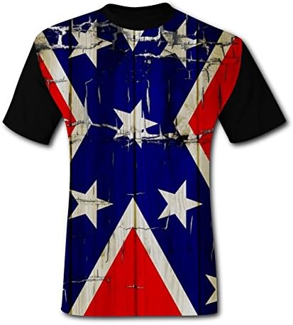 CLEVERBOY Men's Flag Tee Customized 3D Print Summer Cool Great 3XL Black