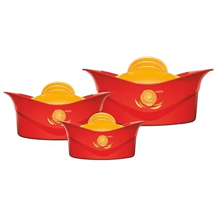 Milton Regalia Plastic Casserole Set, 270mm, Set of 3, Red