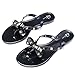 Qilunn Womens Bow Flip Flop Sandals Jelly Thong Flat Sandals Summer Beach Shoes with Rubber Rivets Bowtie Flip Flops 9 M US/41m EU/25.5cm Black
