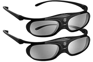 BOBLOV DLP 3D Glasses, 144Hz Rechargeable 3D Active Shutter Glasses for All DLP-Link 3D Projectors, Can't Used for TVs, Compatible with BenQ, Optoma, Dell, Acer, Viewsonic DLP Projector (Black - 2Pack)