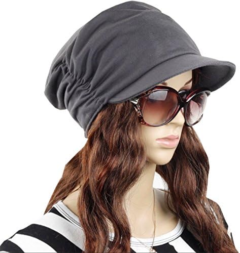 Ls Lady Womens Newsboy Cabbie Beret Cap Cotton Painter Visor Hats Summer (One Size, Light Grey)