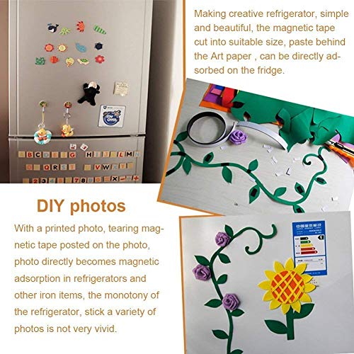 Flexible Magnetic Tape - 1 inch x 10 Feet Magnetic Strip with Strong Self Adhesive - Ideal Magnetic Roll for Craft and DIY Projects - Sticky Magnets for Fridge and Dry Erase Board, Pack of 2