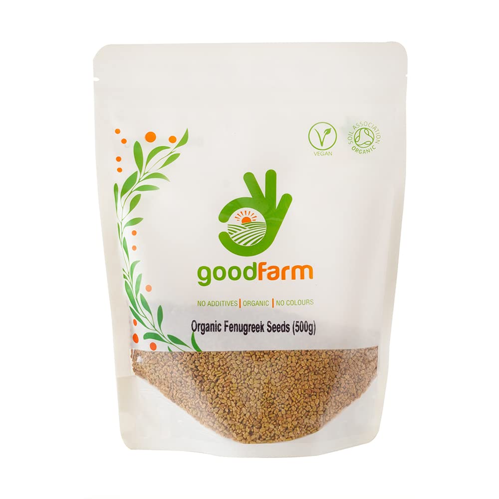 GoodFarm Organic Fenugreek Seeds 500g (Methi seeds) - Premium Quality, Certified Organic | Excellent taste & aroma | Natural digestive aid | Vegan