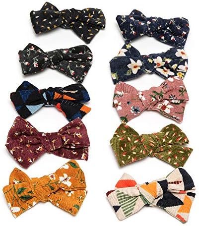 Cotton and Linen Bow Hair Accessories Hair Bow Clip for School Girls Pack of 14pcs