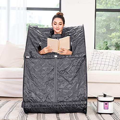 Himimi 2L Foldable Steam Sauna Portable Indoor Home Spa Weight Loss Detox with Chair Remote (Gray-â–²)