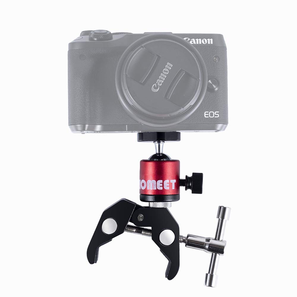 Homeet Clamp Mount for Action Camera with Ball Head Clamp Stands Metal with 1/4\