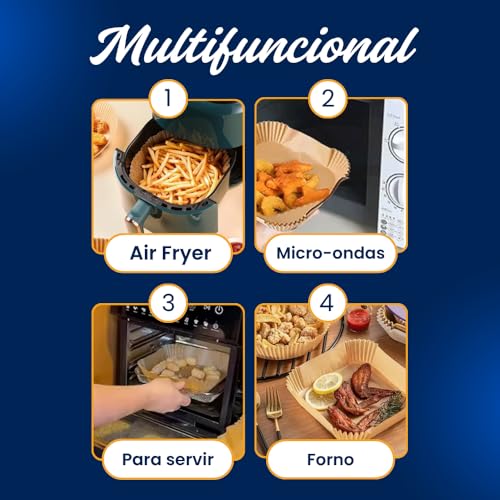 Kit 150 Forma de papel para AirFryer - Forma Descartável Papel Quadrada Antiaderente Protetor à Prova De Gordura Para Fritadeira Sem Óleo - Tamanho Universal - Upshop