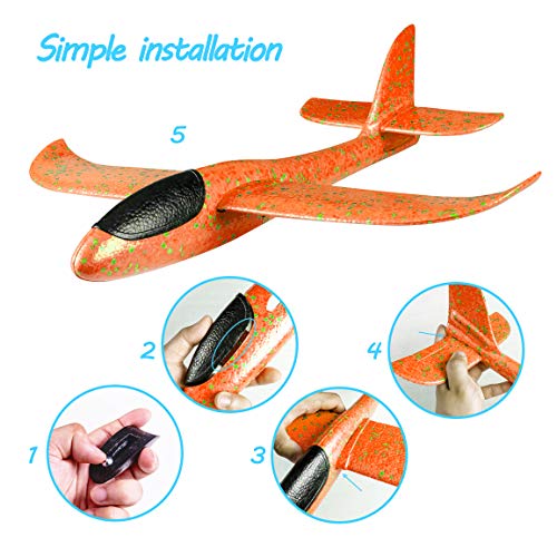 Refasy Airplane Toys for 3-12 Year Old Boys Girls, Children Glider Model Foam Airplane Planes Manual Throwing Fun Outdoor Activities for Kids Sports Game Flying Toys Best Birthday Gifts Yellow