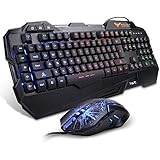 HAVIT Rainbow Backlit Wired Gaming Keyboard and Mouse Combo (Black)