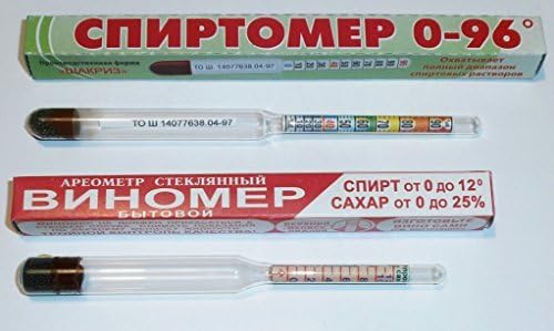 ALCOHOLMETER HYDROMETER + VINOMETER ALCOHOL TEST 0-100% by ALCOHOLMETER
