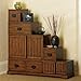 Reversible Japanese-Style Furniture - Tansu Wooden Step Chest w/ Storage Drawers – Rubbed Walnut