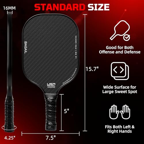 BAGAIL Pickleball Paddles Set, Pickle Ball Rackets with 4 Balls, Light - High Shock Absorption - Ergonomic, Suitable for Indoor and Outdoor Pickleball Games