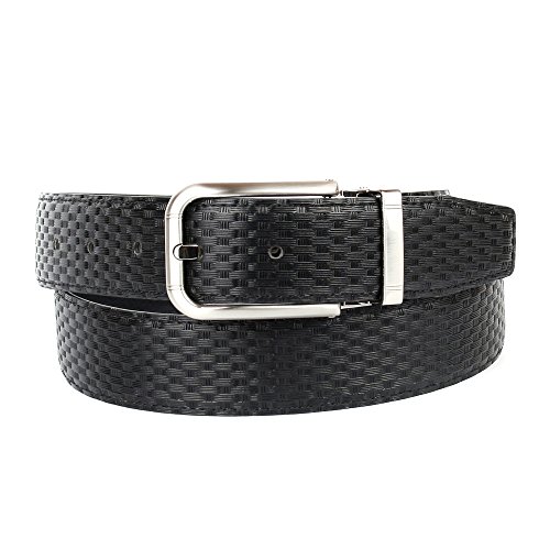 Anthoni Crown Leather Men`s Belt Black with Silver Metallic Buckle 38"-48"/1pw10
