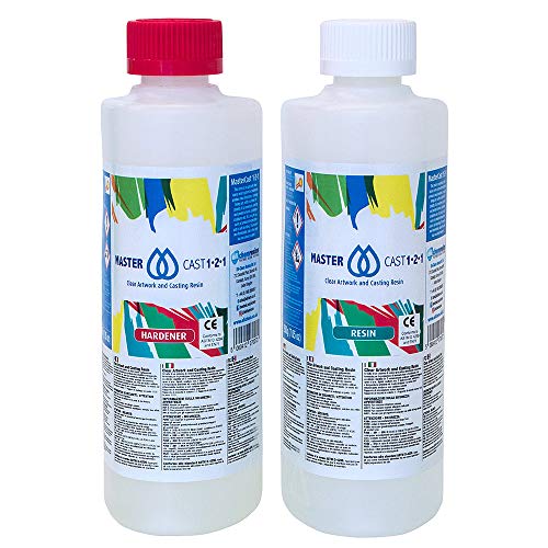 MASTERCAST 1-2-1 Epoxidharz mit Härter Set zum GieÃen 400 g fuÌr Fluid-Painting | glasklar und UV stabilisiert | Clear Epoxy Casting Pouring Resin | 2K GieÃharz farblos fuÌr DIY Kunst Leinwand Holz Glas
