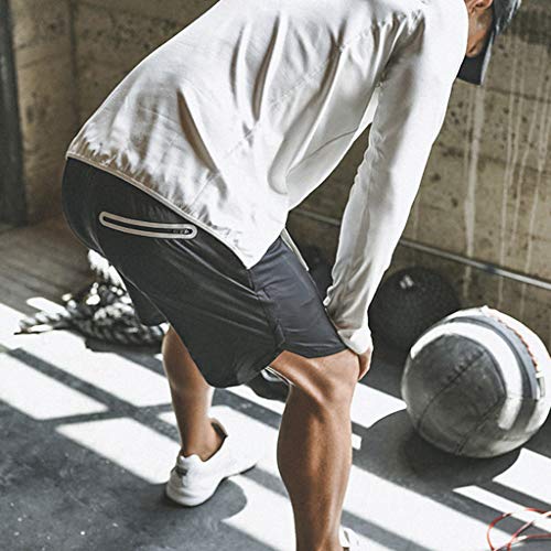 Cianjue_shorts Men's Summer Sports Short Fast Drying Training Running Pants with Pockets Inside (L, Black) - Thumbnail 3