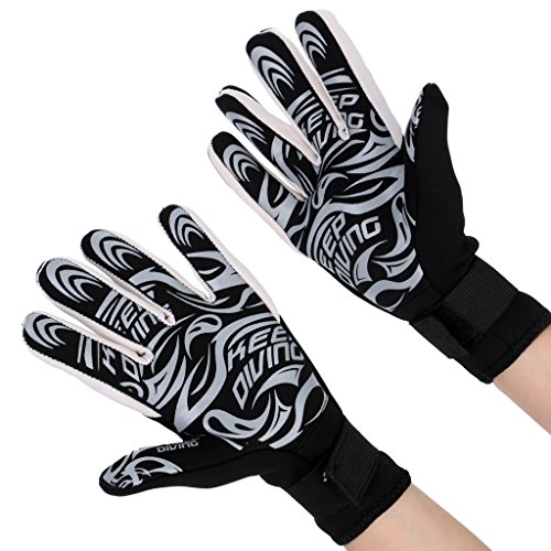Dovewill 2 Pieces M/L/XL Printed 3mm Neoprene Waterproof Non Slip Keep Warm Gloves for Men Ladies Diving Scuba Snorkeling Surfing Winter Swimming Outdoor - XL