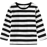 GRANDWISH Boys Girls Striped T-Shirt, Long Sleeve Short Sleeve Crewneck Tee T-Shirt